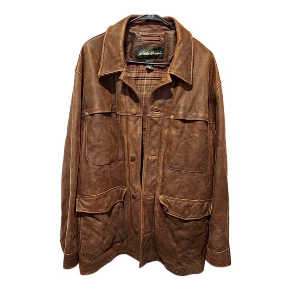 Eddie Bauer Other - vintage EDDIE BAUER leather coat XL brown SPORTSMAN field jacket TRUCKER Work‎
